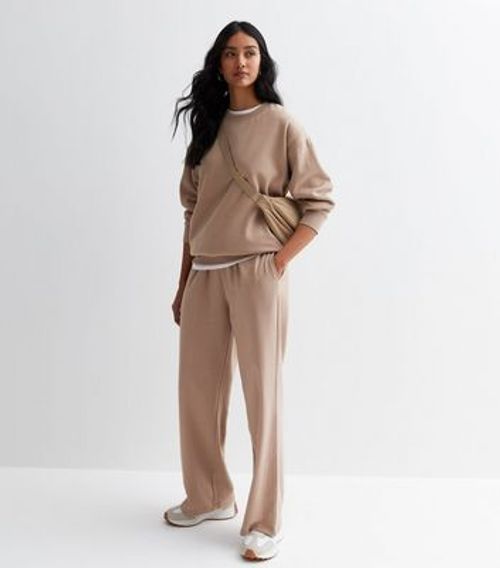 Khaki Jersey Wide Leg Joggers