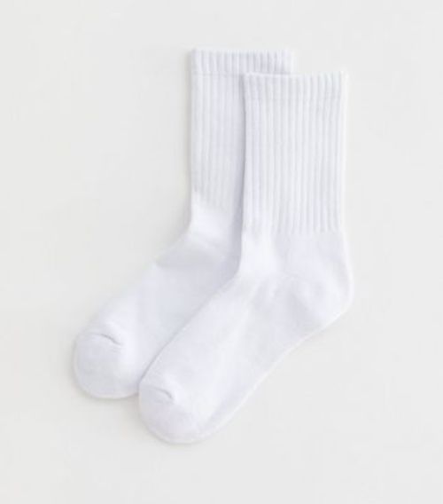 White Ribbed Tube Socks New...