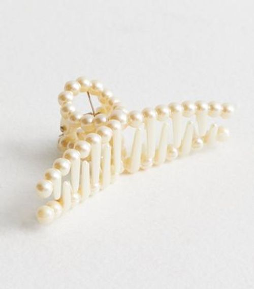 Cream Faux Pearl Hair Claw...