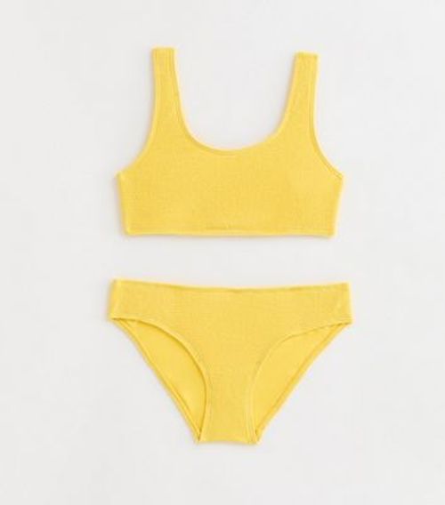 Girls Yellow Textured Bikini...