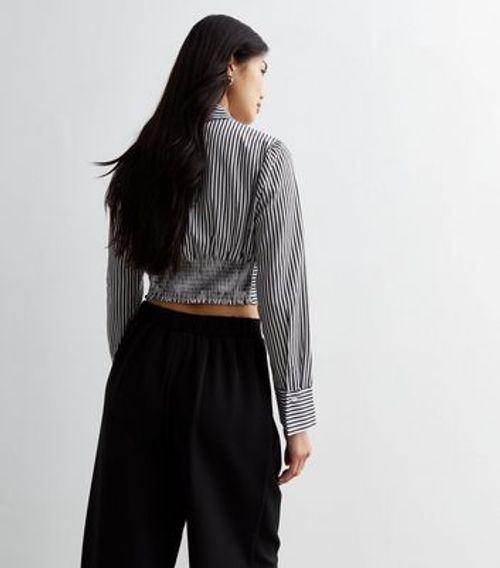 Dark Grey Stripe Poplin Crop...