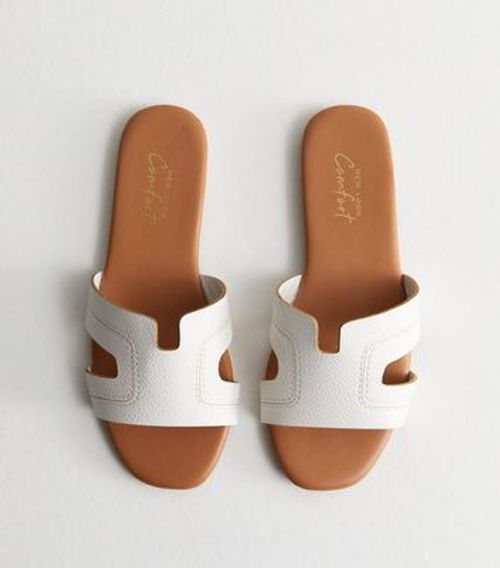 White Leather-Look Sliders...