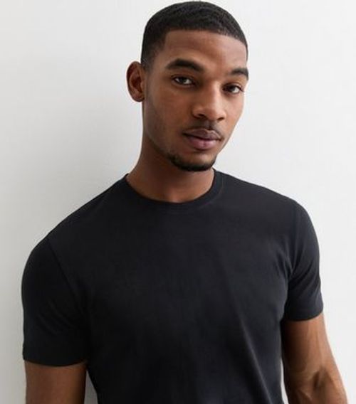 Men's Black Crew Neck T-Shirt...