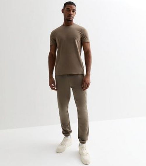 Men's Khaki Crew Neck T-Shirt...