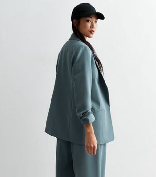 Blue Ruched Sleeve Blazer New...