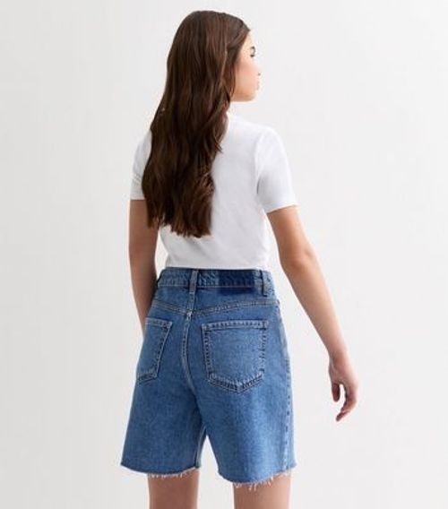 Girls Blue Denim Frayed Hem...