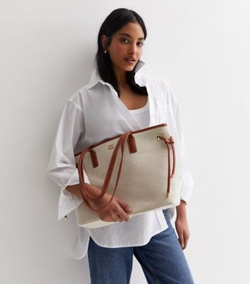 Stone Canvas Tote and Cross...