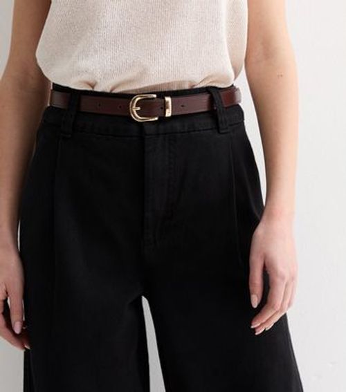 Black Denim Belted Wide Leg...