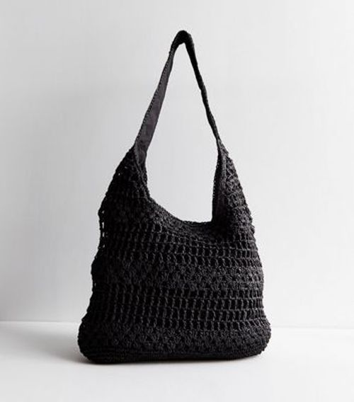 Black Woven Slouchy Hobo...