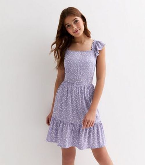 Girls Lilac Ditsy Floral...
