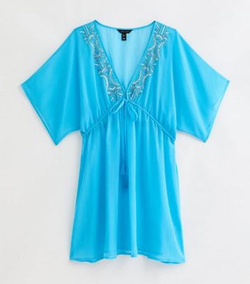 Blue Sequin Embellished Beach...