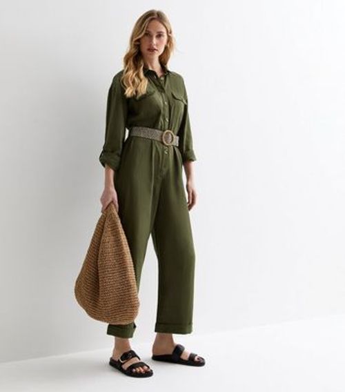 Khaki Cotton Belted Utility...