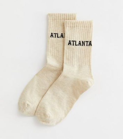 Cream Atlanta Logo Socks New...