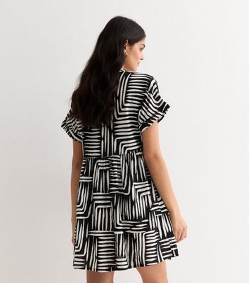 Black Line Print Cotton Mini...