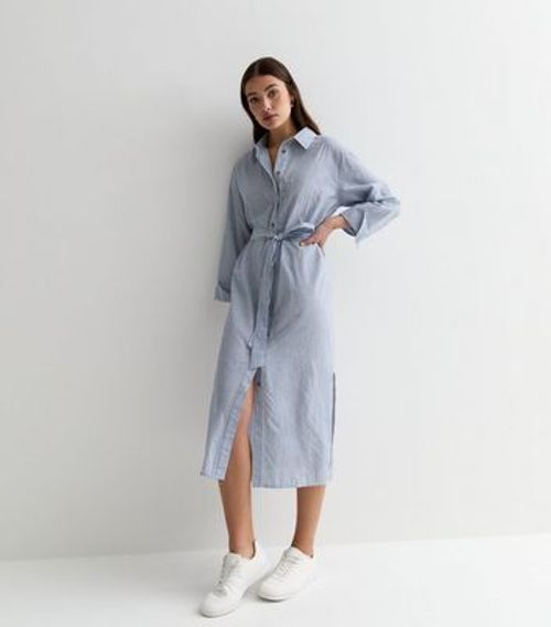 Blue Stripe Poplin Long...