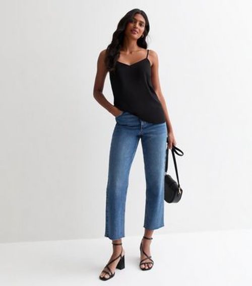 Black V Neck Cami Top New Look