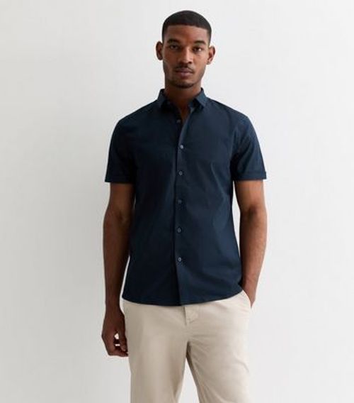 Men's Navy Poplin Regular Fit...