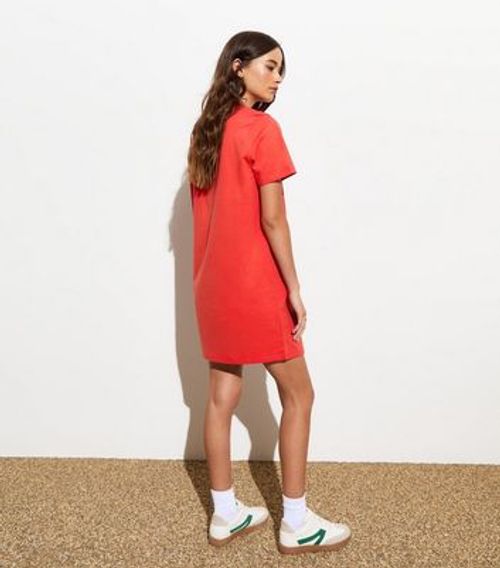 Red Cotton Mini T-Shirt Dress...