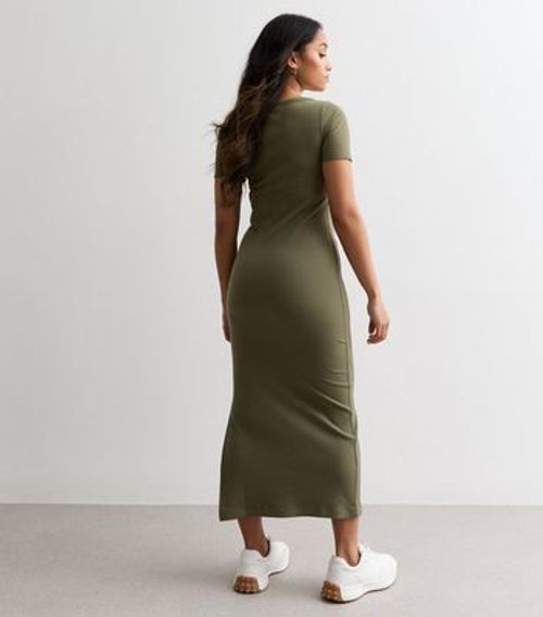 Petite Khaki Ribbed Scoop...