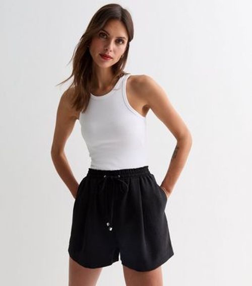 Black Drawstring Waist Shorts...