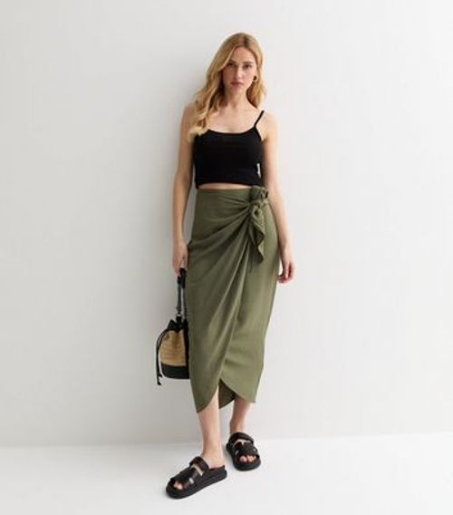 Khaki Sarong Midi Skirt New...