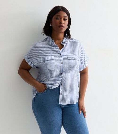 Curves Blue Stripe Short...