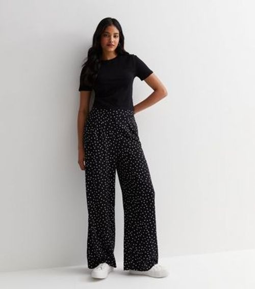 Black Polka Dot Wide Leg...