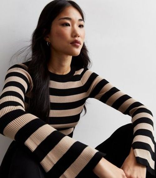 Black Stripe Ribbed Knit...