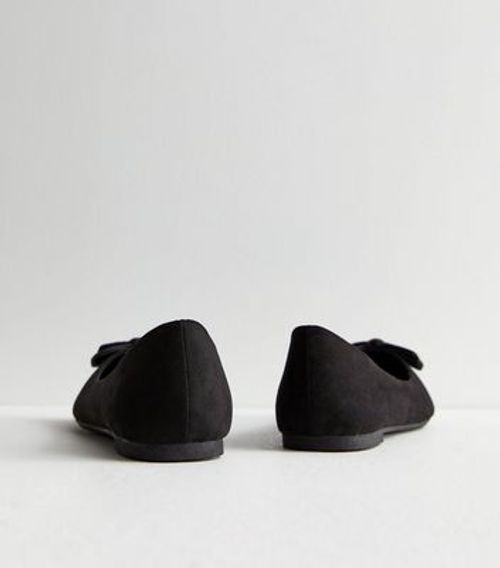 Wide Fit Black Suedette Bow...