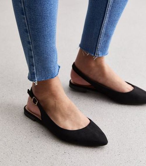 Black Suedette Slingback Flat...