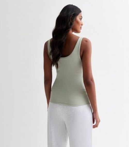 Light Green Ribbed Scoop Neck...