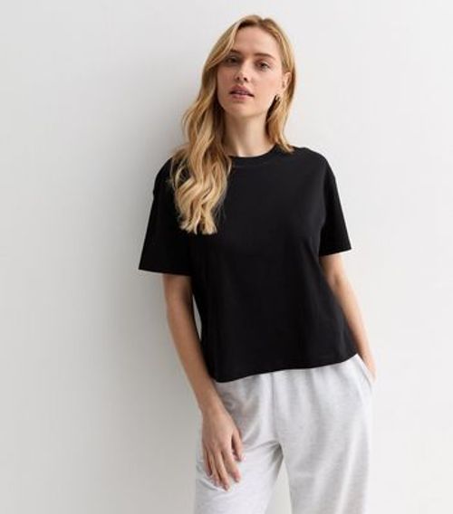 Black Boxy Cotton T-Shirt New...