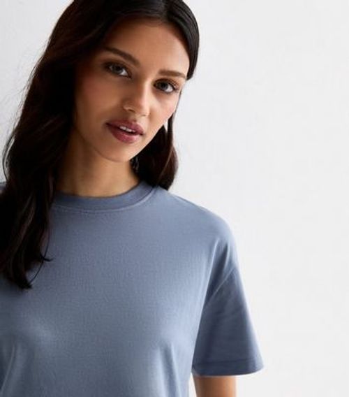 Indigo Boxy Cotton T-Shirt...