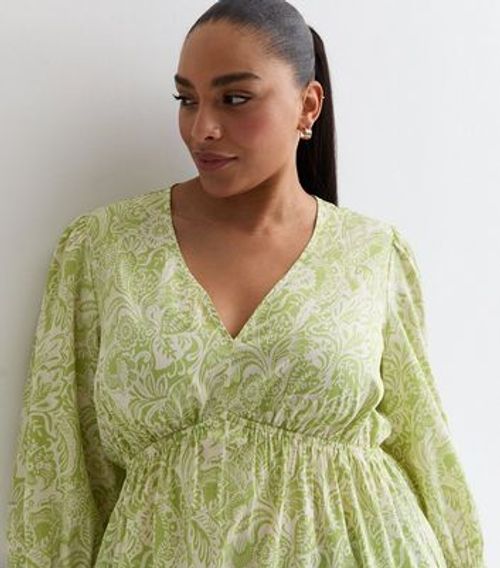 Curves Green Paisley Print...