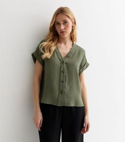 Khaki Button Front Blouse New...