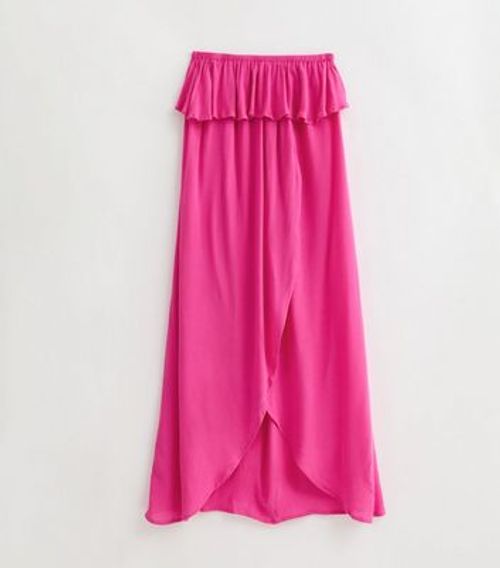 Bright Pink Bandeau Ruffle...