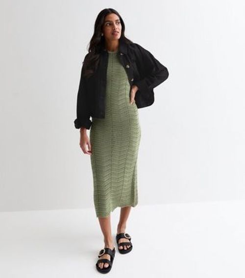 Olive Zig Zag Stitch Maxi...