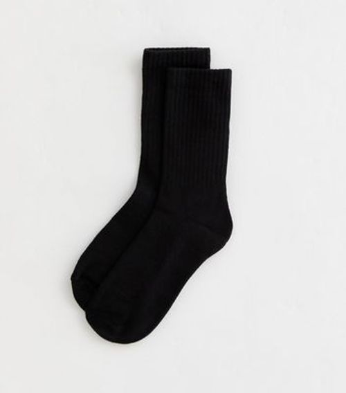 Black Ribbed Tube Socks New...