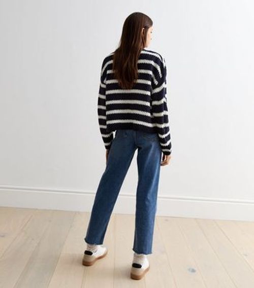 Navy Stripe Moss Stitch Boxy...