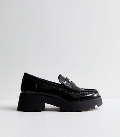 Black Patent Chunky Loafers...