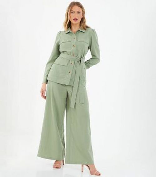 QUIZ Green Wide Leg Trousers...