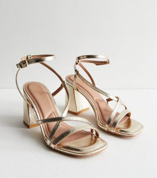 Gold Strappy Block Heel...