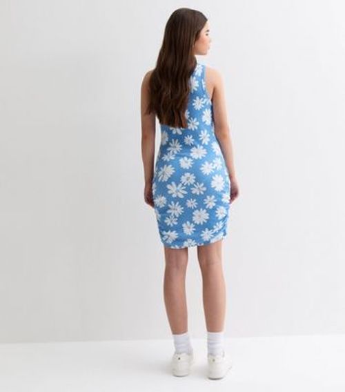 Girls Blue Ribbed Daisy Print...