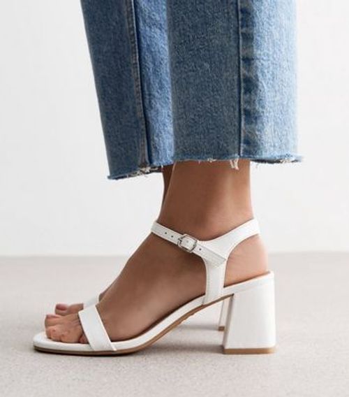 Wide Fit White Low Block Heel...