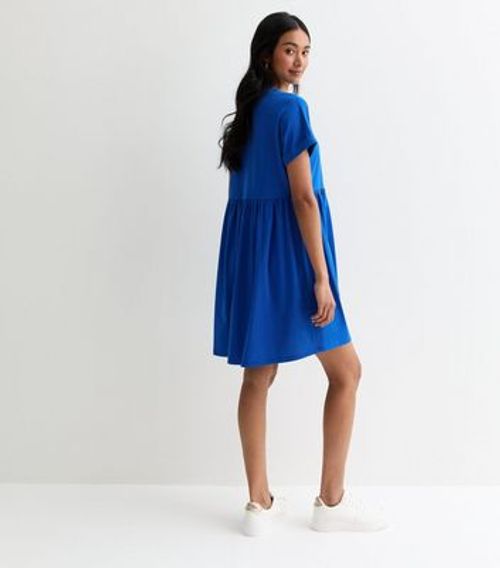 Blue Mini Smock Cotton Dress...