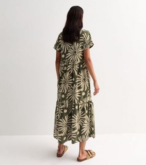 Green Floral Cotton Midi...