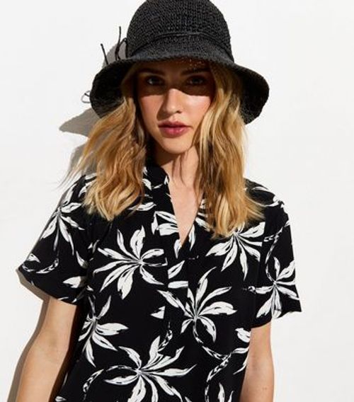 Black Palm Tree Print Tunic...