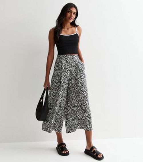 Black Floral Wide Leg Crop...