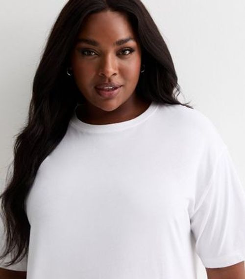 Curves White Cotton Split Hem...