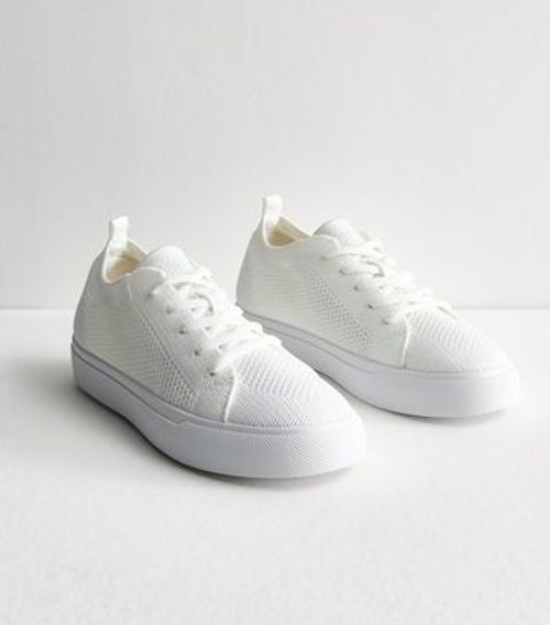 White Knit Low Top Trainers...